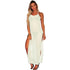 Solid Backless Bandage Cover Up Hollow Out Maxi Dress #Halter #Hollow Out #Bandage
